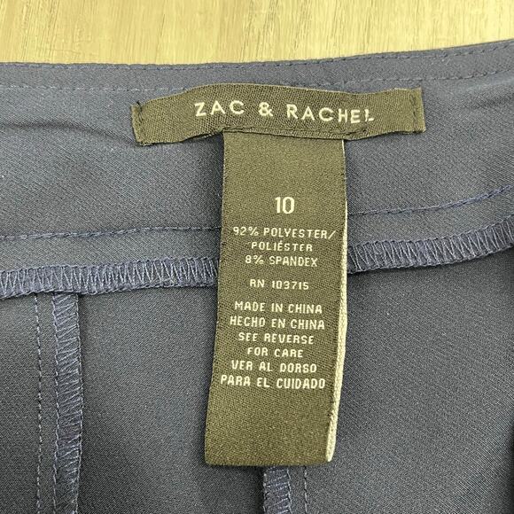 Zac & Rachel Dark Blue Pull On Dress Professional Lightweight Work Ankle Pants - Picture 3 of 7